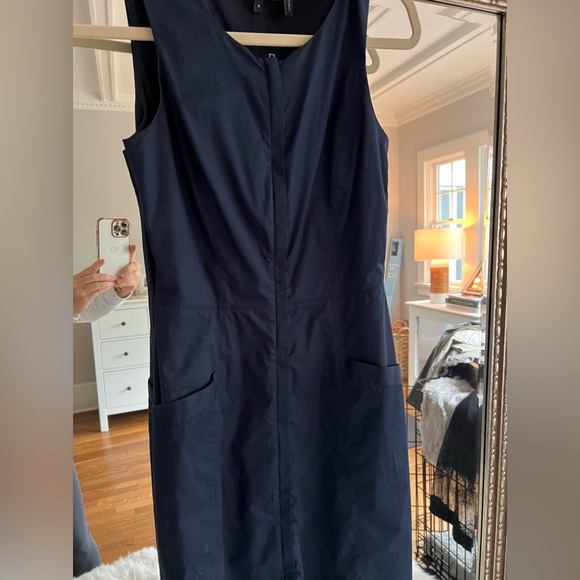 Theory navy zip front sleeveless dress - Picture 3 of 4